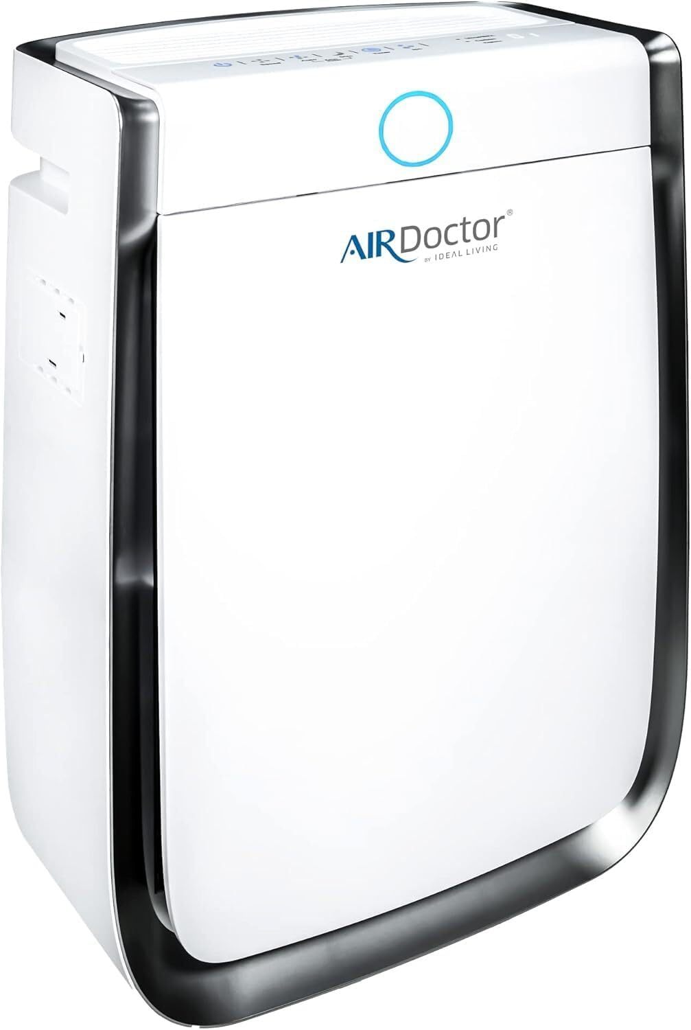 AirDoctor-branded purifier with blue indicator ring; exact model unconfirmed .